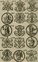 Picture 261 of 278 from Recueil d'emblêmes, devises, medailles, et figures hieroglyphiques, au nombre de plus de douze cent, avec leurs explications : accompagné de plus de deux mille chiffres fleuronnez simples, doubles & triples : d'une manière nouvelle & fort curieuse pour tous les noms imaginables : avec les tenants, supports, & cimiers servans aux ornemens des armes : cet ouvrage qui est enrichy de deux cens cinquante planches en taille-douce, est très-utile aux graveurs, peintres, sculpteurs, orfevres, brodeurs, serruriers, & à tous ceux qui travaillent au dessein (1724), leaf 311
