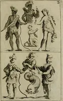 An illustration from Recueil d'emblêmes, devises, medailles, et figures hieroglyphiques, au nombre de plus de douze cent, avec leurs explications : accompagné de plus de deux mille chiffres fleuronnez simples, doubles & triples : d'une manière nouvelle & fort curieuse pour tous les noms imaginables : avec les tenants, supports, & cimiers servans aux ornemens des armes : cet ouvrage qui est enrichy de deux cens cinquante planches en taille-douce, est très-utile aux graveurs, peintres, sculpteurs, orfevres, brodeurs, serruriers, & à tous ceux qui travaillent au dessein (1724)