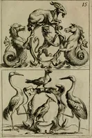 An illustration from Recueil d'emblêmes, devises, medailles, et figures hieroglyphiques, au nombre de plus de douze cent, avec leurs explications : accompagné de plus de deux mille chiffres fleuronnez simples, doubles & triples : d'une manière nouvelle & fort curieuse pour tous les noms imaginables : avec les tenants, supports, & cimiers servans aux ornemens des armes : cet ouvrage qui est enrichy de deux cens cinquante planches en taille-douce, est très-utile aux graveurs, peintres, sculpteurs, orfevres, brodeurs, serruriers, & à tous ceux qui travaillent au dessein (1724)