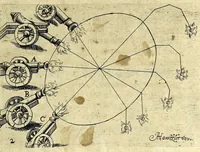 Picture 4 of 14 from Recueil de plusieurs machines militaires et feux artificiels pour la guerre & recreation : auec l'alphabet de Trittemius par laquelle chacun qui sçait escrire peut promptement composer congruement en latin, aussi le moyen d'escrire la nuict á son amy absent (1620), leaf 39