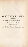 An illustration from Recueil d'observations faites en plusieurs voyages par ordre de Sa Majesté, pour perfectionner l'astronomie et la geographie. Avec divers traitez astronomiques. Par messieurs de l'Academie royale des sciences (1693)