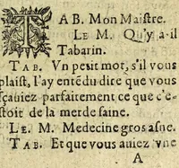 Picture 4 of 10 from Recveil general des oevvres et fantaisies de Tabarin : divisé en deux parties : contenant ses rencontres, questions & demandes facetieuses, auec leurs responses (1623), leaf 19