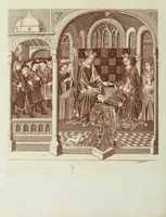 An illustration from The regal and ecclesiastical antiquities of England : containing the representations of all the English monarchs from Edward the Confessor to Henry the Eighth : together with many of the great persons that were eminent under their several reigns : on sixty copper plates, engraved by the author, the whole carefully collected from ancient illuminated manuscripts (1793)