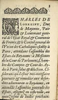 An illustration from Reglement General Povr Remedier Avx Desordres aduenuz à l'occa[s]ion des troubles pre[s]ens, attendant l'a[ss]emblee generale des E[s]tats du Royaume. (1589)