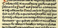 An illustration from Regūle ordinacones [sic] [et] cōnstitutiones cancellarie santissimi domini nostri domi[ni] Sixti diuina p[ro]uidencia pape quarti scripte [et] correcte in Cancellaria Apostolica