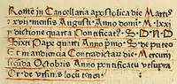An illustration from Regūle ordinacones [sic] [et] cōnstitutiones cancellarie santissimi domini nostri domi[ni] Sixti diuina p[ro]uidencia pape quarti scripte [et] correcte in Cancellaria Apostolica
