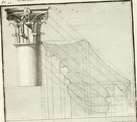 An illustration from Regles des cinq ordres d'architecture de Vignole : ouvrage dans lequel on donne : une idée de la géometrie, les définitions des figures géométriques nécessaires à l'étude de l'architecture, la formation des ordres, rigoureusement démontrée, dans l'origine de l'architecture ... : enfin, les notions nécessaires sur les ordres appellés accessoires (1797)