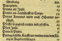 An illustration from Regnvm Congo hoc est Warhaffte vnd Eigentliche Beschreibung dess Königreichs Congo in Africa, vnd deren angrentzenden Länder, darinnen der Inwohner Glaub, Leben, Sitten vnd Kleydung wol vnd aussführlich vermeldet vnd angezeigt wirdt. (1609)