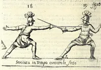 An illustration from Regole della scherma insegnate da Lelio e Titta Marcelli (1686)
