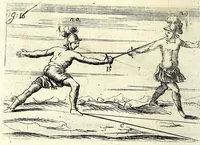 An illustration from Regole della scherma insegnate da Lelio e Titta Marcelli (1686)