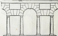 An illustration from Regole generali di architettura di Sabastiano Serlio Bolognese : sopra le cinque maniere de gliedifici, cioe, thoscano, dorico, ionico, corinthio, e composito ; con gli essempi de l'antiquita, che per la maggior parte concordano con la dottrina di Vitruuio (1551)