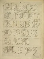 An illustration from Regulae trium ordinum literarum typographicarum, or, The rules of the three orders of print letters : viz. The Roman Italick English capitals and small : shewing how they are compounded of geometrick figures, and mostly made by rule and compass : useful for writing masters, painters, carvers, masons, and others that are lovers of curiosity (1676)
