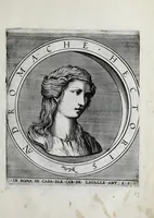 An illustration from Regvm romanorvm vna cvm qvorvndam eorvm vxorū qvantvm ex antiqvis numismatis marmoribusque colligere licuit exactissima effigierum delineatio (1550)