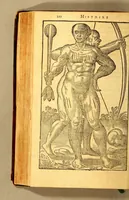An illustration from Histoire d'un voyage faict en la terre du Bresil, autrement dite Amerique. : Contenant la nauigation, & choses remarquables, veuës sur mer par l'aucteur. Le comportement de Villegagnon en ce pays la. Les moeurs & facons de viure estranges des sauuages ameriquains: auec vn colloque de leur langage. Ensemble la description de plusieurs animaux, arbres, herbes, & autres choses singulieres, & du tout inco[n]nues pardecà: dont on verra les sommaires des chapitres au commencement du liure. (1580)
