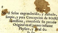 An illustration from Relacion verdadera de la imagen de la Immaculada Concepcion de la Virgen Maria, Madre de Dios : que se hallò en la raiz, o cebollita de una açucena de los valles del monte del Carrascal de la villa de Alcoy en el reino de Valencia, &c (1665)