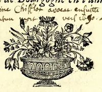 An illustration from Relation de ce qui c'est passé de plus considerable dans la rejouissance ordonnée par messieurs les magistrats de la ville de Semur, capitalle d'Auxois sur la naissance de Monseigneur duc de Bourgogne en l'année 1682 (1682)