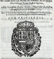 Picture 3 of 7 from Relatione del fvnerale et eseqvie fatte in Milano, : per ordine della Cat. Maestà del potentiss. re di Spagna don Filippo Terzo nostro signore, alla serenissima regina donna Margherita d'Austria sua moglie, li 22. di decembre 1611 (1612), leaf 9