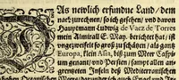 An illustration from Relation Herrn Petri Fernandes de Quir, spanischen Hauptmans [et]c. so er König. May. in Spanien [et]c. von dem new erfundnem vierten Theil der Welt (so bissher in Mappis oder Landafflen [sic] Terra Australis incognita genannt) vnd desselben Länder, Reichtumb vnd Fruchtbarkeit [et]c. vbergeben. (1611)