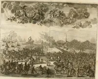 An illustration from A relation in form of journal of the voiage and residence which the most excellent and most mighty prince Charles the II, King of Great Britain, &c hath made in Holland from the 25 of May to the 2 of June, 1660 (1660)