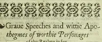 Picture 12 of 17 from Remaines, concerning Britaine: but especially England, and the inhabitants thereof. Their languages. Names. Surnames. Allusions. Anagrammes. Armories. Monies. Empreses. Apparell. Artillary. Wise speeches. Prouerbs. Poesies. Epitaphs (1623), leaf 221