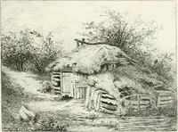 An illustration from Remarks on rural scenery : with twenty etchings of cottages, from nature : and some observations and precepts relative to the pictoresque (1797)