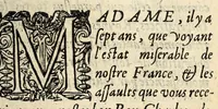 An illustration from Remonstrance av pevple francois, qv'il n'est permis à aucun subiet, sous quelque pretexte que ce soit, se rebeller ne prendre les armes cõtre son Prince & Roy, ny attenter contre son Estat. La tout prouué par l'escriture saincte, (1585)