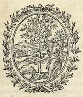 An illustration from Remonstrance dv clerge de France, faite av Roy le xiiii. Octobre 1585. par Monsieur l'Euesque & Comte de Noyon, pair de France, assisté de Messeigneurs les illustrissimes Princes, & reuerendissimes Cardinaux de Bourbon & de Guyse, Archeuesques, Euesques, & autres deputes dudit clergé, à l'Assemblee generale d'iceluy, tenue en l'Abbaye de Saint Germain des prez, lez Paris audit mois d'October 1585. (1585)