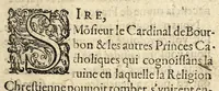 An illustration from Reqveste presentee av Roy par Messieurs les Cardinaux, Princes Seigneurs, & les Deputéz de la ville de Paris & autres villes Catholiques associéz & vnis pour la defence de la religion catholique apostolique & romane. (1588)