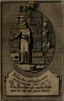 An illustration from Rev. P. Abraham a S. Clara ... Besonders meubliert- und gezierte Todten-Capelle, oder, Allgemeiner Todten-Spiegel : darinnen alle Menschen, wes Standes sie sind ... (1711)