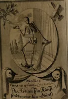An illustration from Rev. P. Abraham a S. Clara ... Besonders meubliert- und gezierte Todten-Capelle, oder, Allgemeiner Todten-Spiegel : darinnen alle Menschen, wes Standes sie sind ... (1711)