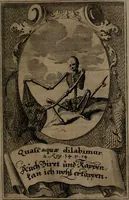 An illustration from Rev. P. Abraham a S. Clara ... Besonders meubliert- und gezierte Todten-Capelle, oder, Allgemeiner Todten-Spiegel : darinnen alle Menschen, wes Standes sie sind ... (1711)