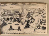 An illustration from Reys-boeck van het rijcke Brasilien, Rio de la Plata ende Magallanes, : daer in te sien is, de gheleghentheyt van hare landen ende steden, haren handel ende wandel, met de vruchten ende vruchbaerheyt der selver: alles met copere platen uytghebeelt. Als oock de leste reyse van den Heer van Dort, met het veroveren vande Baeye de Todos los Santos, (1624)