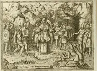 An illustration from Rhetorica christiana : ad concionandi et orandi vsvm accommodata, vtrivsq[ue] facvltatis exemplis svo loco insertis : qvae qvidem ex Indorvm maximè deprompta svnt historiis : vnde praeter doctrinam, svma qvoqve delectatio comparabitvr (1579)