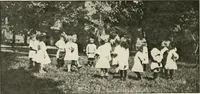 An illustration from Rhythmic action plays and dances; a book of original games and dances, arranged progressively, to Mother Goose and other action songs, with a teaching introductory; for the kindergarten, primary schools, playground and gymnasium (1915)