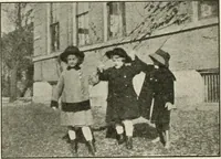 An illustration from Rhythmic action plays and dances; a book of original games and dances, arranged progressively, to Mother Goose and other action songs, with a teaching introductory; for the kindergarten, primary schools, playground and gymnasium (1915)
