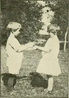 An illustration from Rhythmic action plays and dances; a book of original games and dances, arranged progressively, to Mother Goose and other action songs, with a teaching introductory; for the kindergarten, primary schools, playground and gymnasium (1915)