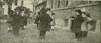 An illustration from Rhythmic action plays and dances; a book of original games and dances, arranged progressively, to Mother Goose and other action songs, with a teaching introductory; for the kindergarten, primary schools, playground and gymnasium (1915)
