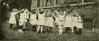 An illustration from Rhythmic action plays and dances; a book of original games and dances, arranged progressively, to Mother Goose and other action songs, with a teaching introductory; for the kindergarten, primary schools, playground and gymnasium (1915)