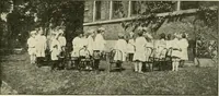 An illustration from Rhythmic action plays and dances; a book of original games and dances, arranged progressively, to Mother Goose and other action songs, with a teaching introductory; for the kindergarten, primary schools, playground and gymnasium (1915)