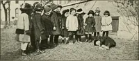 An illustration from Rhythmic action plays and dances; a book of original games and dances, arranged progressively, to Mother Goose and other action songs, with a teaching introductory; for the kindergarten, primary schools, playground and gymnasium (1915)