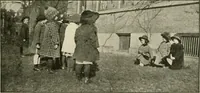 An illustration from Rhythmic action plays and dances; a book of original games and dances, arranged progressively, to Mother Goose and other action songs, with a teaching introductory; for the kindergarten, primary schools, playground and gymnasium (1915)