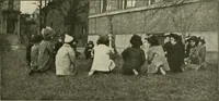 An illustration from Rhythmic action plays and dances; a book of original games and dances, arranged progressively, to Mother Goose and other action songs, with a teaching introductory; for the kindergarten, primary schools, playground and gymnasium (1915)