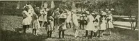An illustration from Rhythmic action plays and dances; a book of original games and dances, arranged progressively, to Mother Goose and other action songs, with a teaching introductory; for the kindergarten, primary schools, playground and gymnasium (1915)