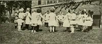 An illustration from Rhythmic action plays and dances; a book of original games and dances, arranged progressively, to Mother Goose and other action songs, with a teaching introductory; for the kindergarten, primary schools, playground and gymnasium (1915)