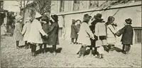 An illustration from Rhythmic action plays and dances; a book of original games and dances, arranged progressively, to Mother Goose and other action songs, with a teaching introductory; for the kindergarten, primary schools, playground and gymnasium (1915)