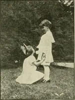 An illustration from Rhythmic action plays and dances; a book of original games and dances, arranged progressively, to Mother Goose and other action songs, with a teaching introductory; for the kindergarten, primary schools, playground and gymnasium (1915)