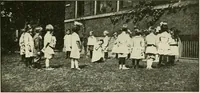 An illustration from Rhythmic action plays and dances; a book of original games and dances, arranged progressively, to Mother Goose and other action songs, with a teaching introductory; for the kindergarten, primary schools, playground and gymnasium (1915)