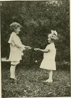An illustration from Rhythmic action plays and dances; a book of original games and dances, arranged progressively, to Mother Goose and other action songs, with a teaching introductory; for the kindergarten, primary schools, playground and gymnasium (1915)
