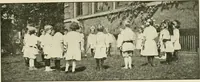 An illustration from Rhythmic action plays and dances; a book of original games and dances, arranged progressively, to Mother Goose and other action songs, with a teaching introductory; for the kindergarten, primary schools, playground and gymnasium (1915)