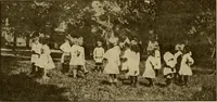 An illustration from Rhythmic action plays and dances; a book of original games and dances, arranged progressively, to Mother Goose and other action songs, with a teaching introductory; for the kindergarten, primary schools, playground and gymnasium (1915)